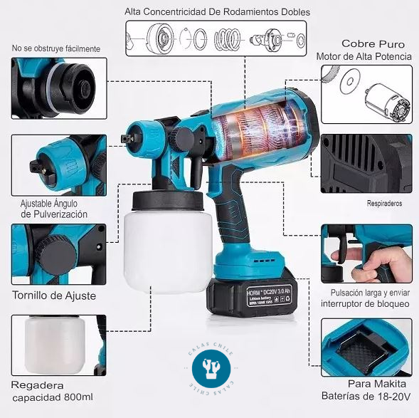 SprayPro Max™ Pistola pintura inalambrica tasbel 2 baterías
