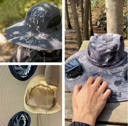 Sombrero con Ventiladores l Carga Panel Solar