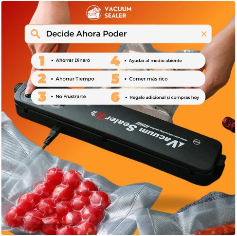 ¡Selladora Al Vacio Vacuum Sealer™ + 5 metros de Rollo Bolsas Selladoras GRATIS sólo por hoy!